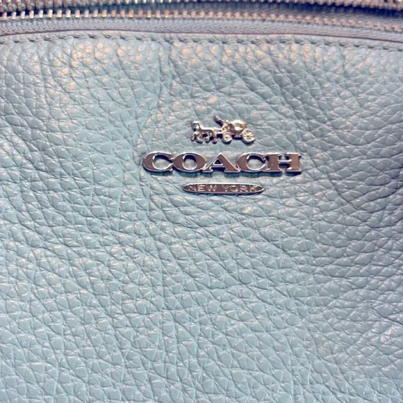 Coach Light Blue Mini Kelsey Leather Satchel Tote Bag w/ Crossbody Strap - Picture 2 of 13